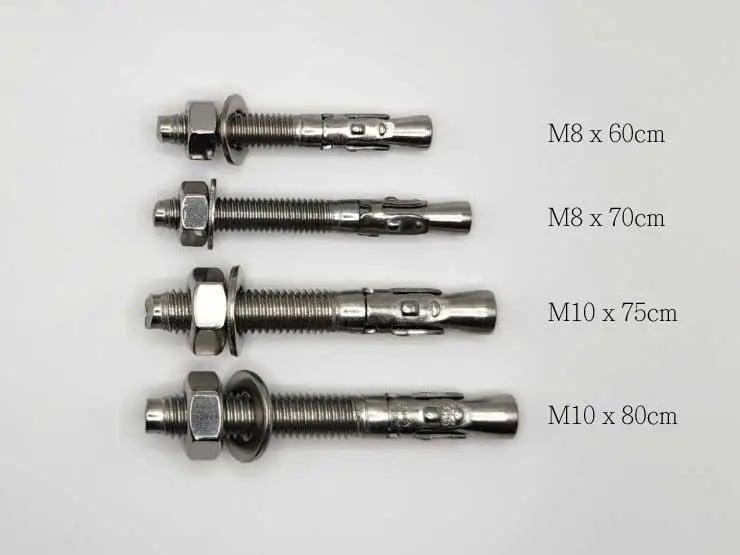 TEBYLON doorsteekanker bout M10 x 75mm roestvrij staal