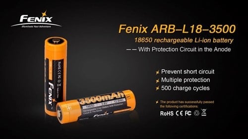 Fenix 18650 oplaadbare batterij 3500mAh